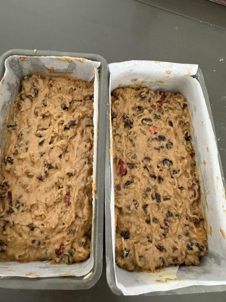Tea Brack in baking pans ready to bake